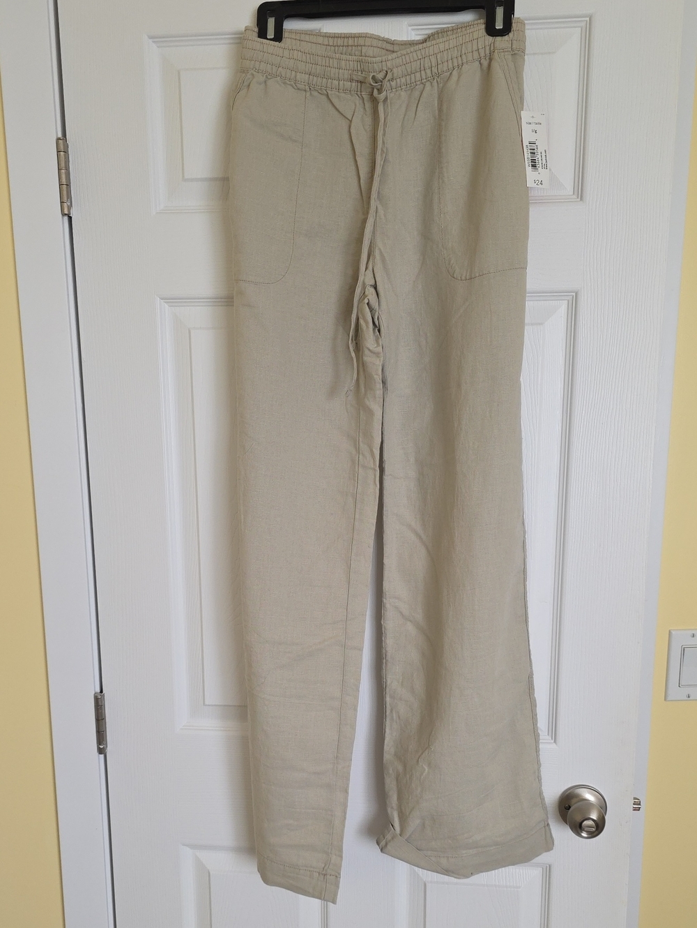 Joe Fresh Beige Drawstring Linen-Blend Pants
